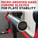 Lifeline Fitness Heat-Treated Steel Olympic Bar, 45lb Barbell With Two Spring Collars