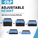 The Step Adjustable High Step Aerobic Platform with 4 Risers - Made in the USA - Blue