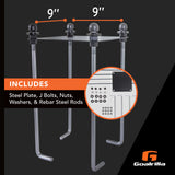 Goalrilla Anchor System - Basketball Goal Anchor System - Includes Steel Plate, J Bolts, Nuts, Washers, and Rebar Steel Rods