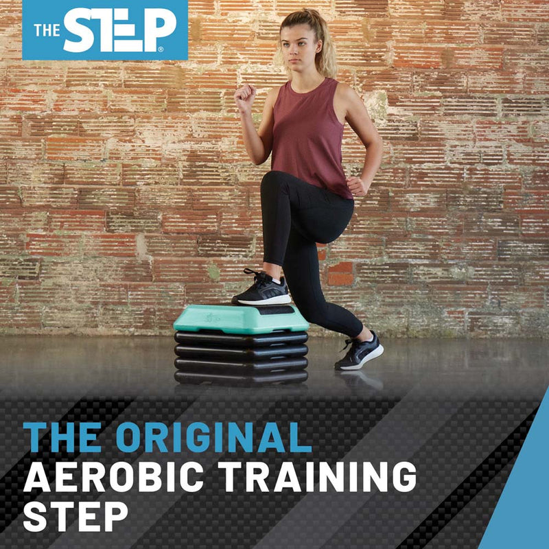 The Step Adjustable High Step Aerobic Platform with 4 Risers - Made in the USA -  Teal